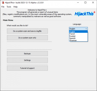 检测恶意软件劫持并修复 HijackThis+ v3.4.0.8 Alpha / v2.10.0.31 Stable