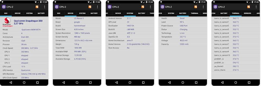 手机/CPU信息检测：CPU X – Device & System info v3.8.7 + DevCheck Pro v5.01 + Device Info HW+ v5.15.0 + Device Info – View phone info v2.9.6.3 + Device Info System & 